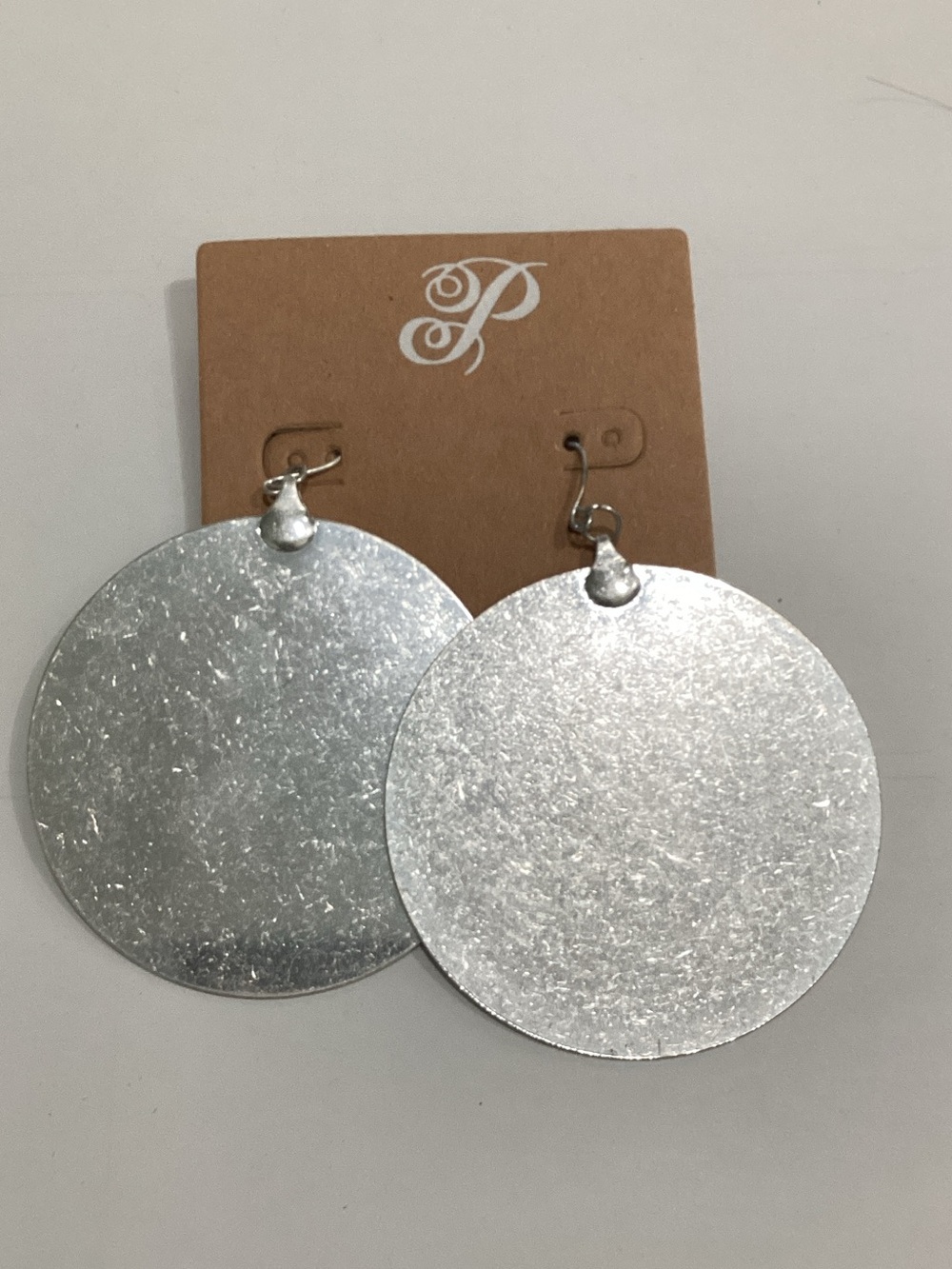Plunder Silver‎ Round Disc Drop Earrings